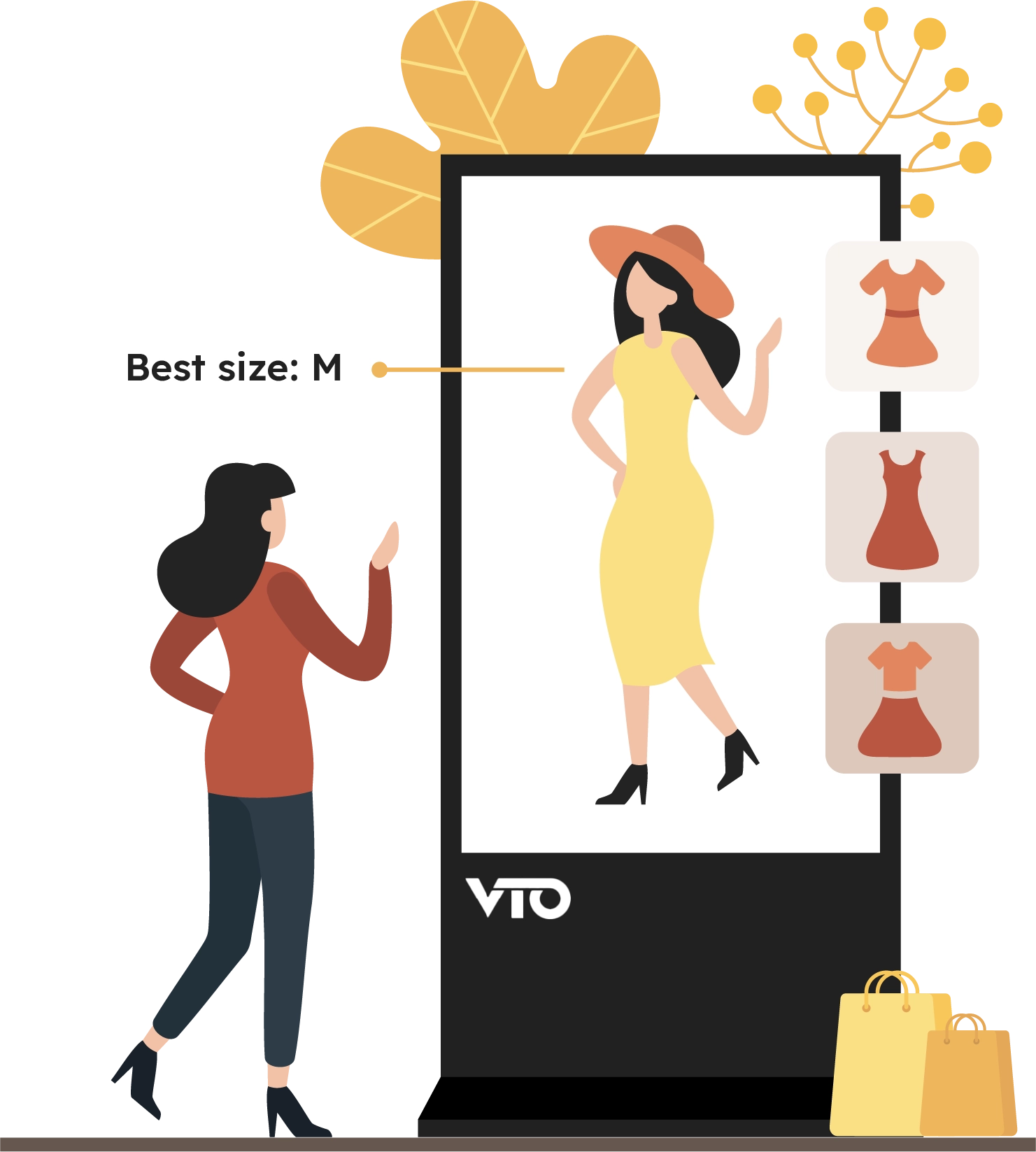 Virtual Try On mirror with size recommendation tool